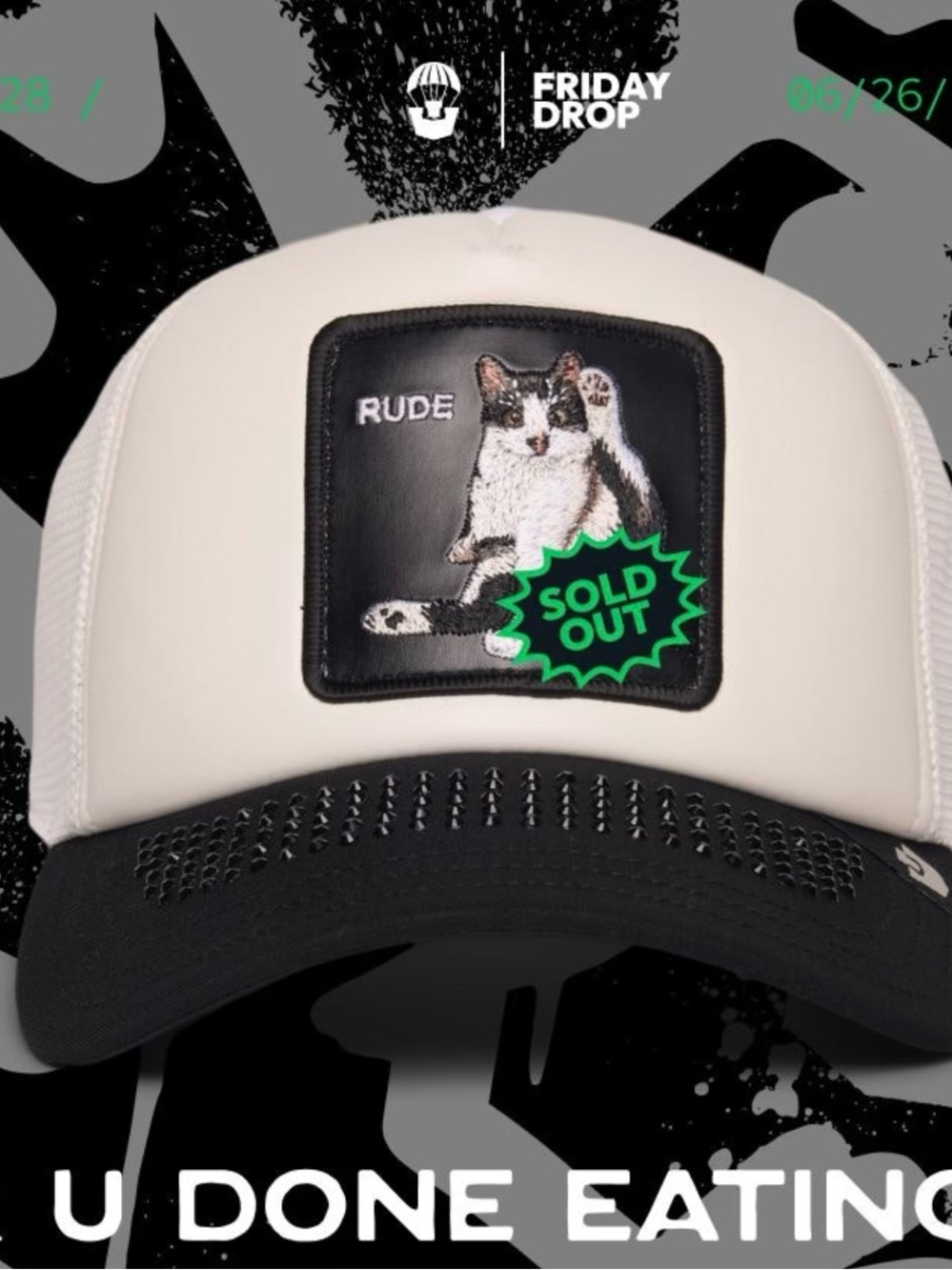 Goorin Bros. “R U DONE EATING?” Trucker Hat. Mesh SnapBack. NWT
